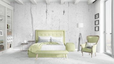 Modern parlak iç. 3D render