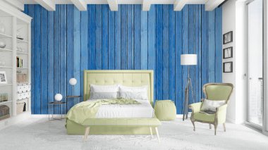 Modern parlak iç. 3D render