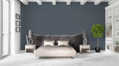 Modern parlak iç. 3D render