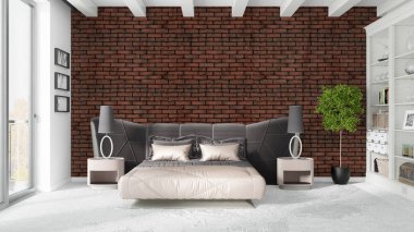 Modern parlak iç. 3D render