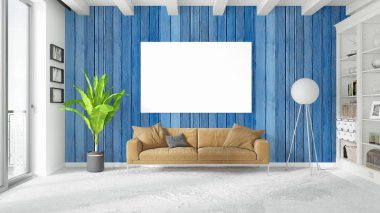 Boş çerçeve ile modern parlak iç. 3D render