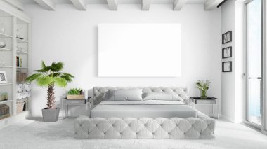 Boş çerçeve ile modern parlak iç. 3D render