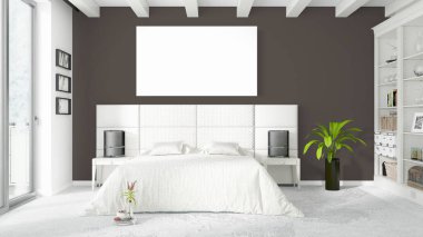 Boş çerçeve ile modern parlak iç. 3D render