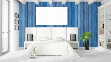 Boş çerçeve ile modern parlak iç. 3D render