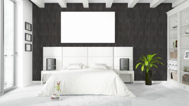 Boş çerçeve ile modern parlak iç. 3D render