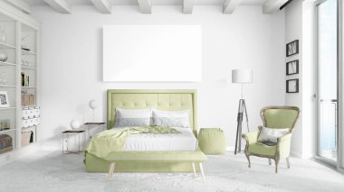 Boş çerçeve ile modern parlak iç. 3D render