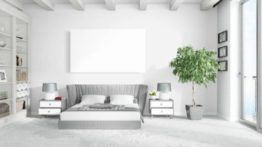 Boş çerçeve ile modern parlak iç. 3D render