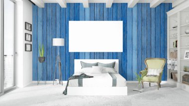 Boş çerçeve ile modern parlak iç. 3D render