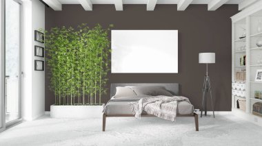 Boş çerçeve ile modern parlak iç. 3D render