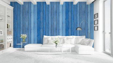 Modern parlak iç. 3D render