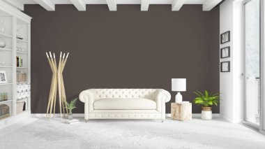 Modern parlak iç. 3D render