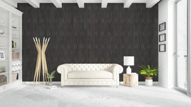 Modern parlak iç. 3D render