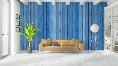 Modern parlak iç. 3D render