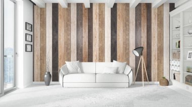 Modern parlak iç. 3D render