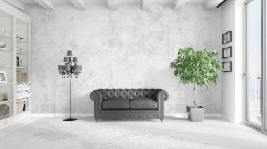 Modern parlak iç. 3D render