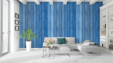 Modern parlak iç. 3D render