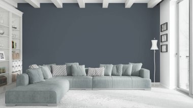 Modern parlak iç. 3D render