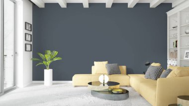 Modern parlak iç. 3D render