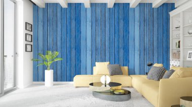 Modern parlak iç. 3D render