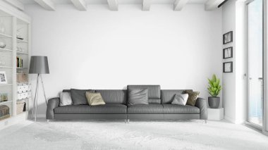 Modern parlak iç. 3D render