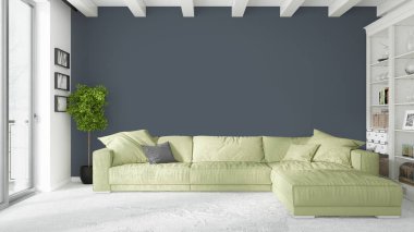 Modern parlak iç. 3D render