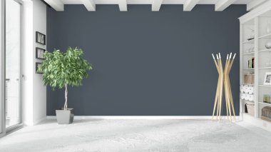 Modern parlak iç. 3D render