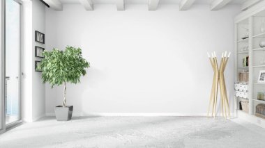 Modern parlak iç. 3D render