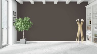 Modern parlak iç. 3D render