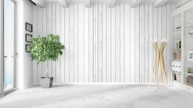 Modern parlak iç. 3D render