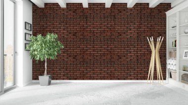 Modern parlak iç. 3D render