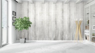 Modern parlak iç. 3D render