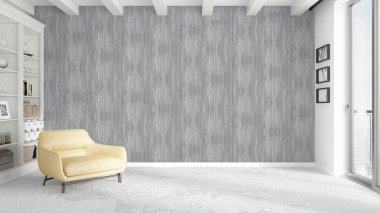 Modern parlak iç. 3D render