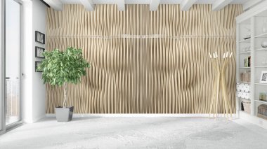 Modern parlak iç. 3D render