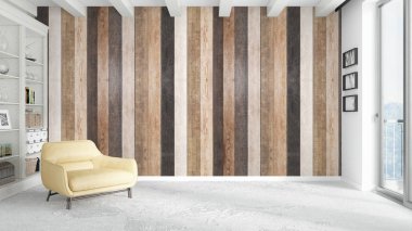 Modern parlak iç. 3D render