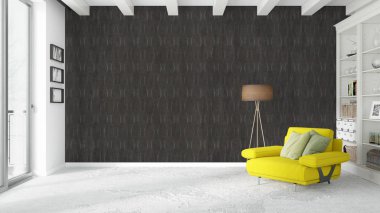 Modern parlak iç. 3D render