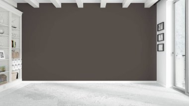 Modern parlak iç. 3D render