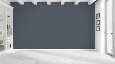 Modern parlak iç. 3D render