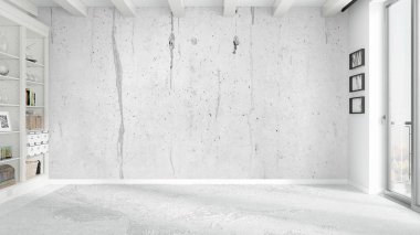 Modern parlak iç. 3D render