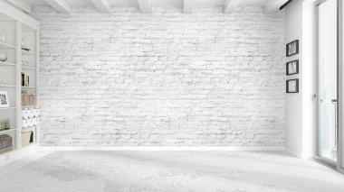 Modern parlak iç. 3D render