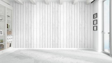 Modern parlak iç. 3D render