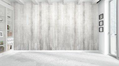 Modern parlak iç. 3D render