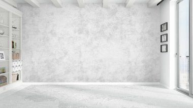 Modern parlak iç. 3D render