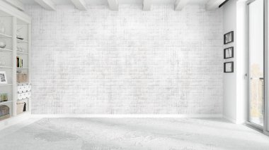 Modern parlak iç. 3D render