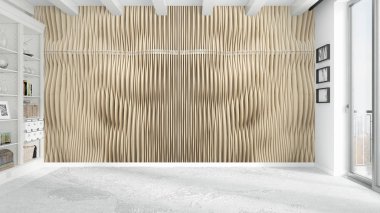 Modern parlak iç. 3D render