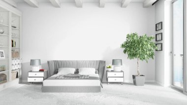 Modern parlak iç. 3D render