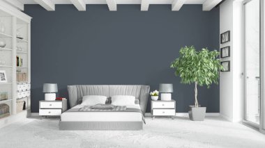 Modern parlak iç. 3D render