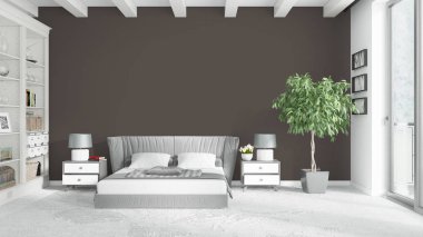 Modern parlak iç. 3D render