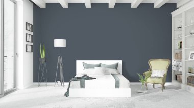 Modern parlak iç. 3D render