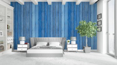 Modern parlak iç. 3D render