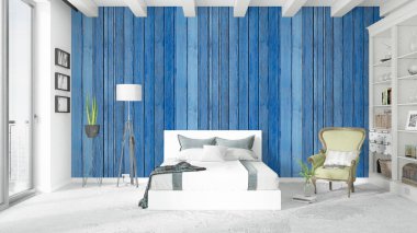 Modern parlak iç. 3D render